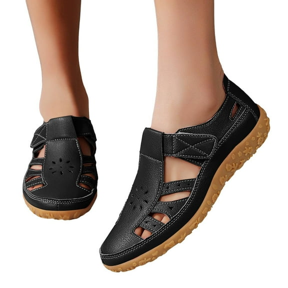 Mepaouo Women's Slip on Shoes Casual Walking Flats Arch Support Orthopedic Summer Loafers Black 8.5