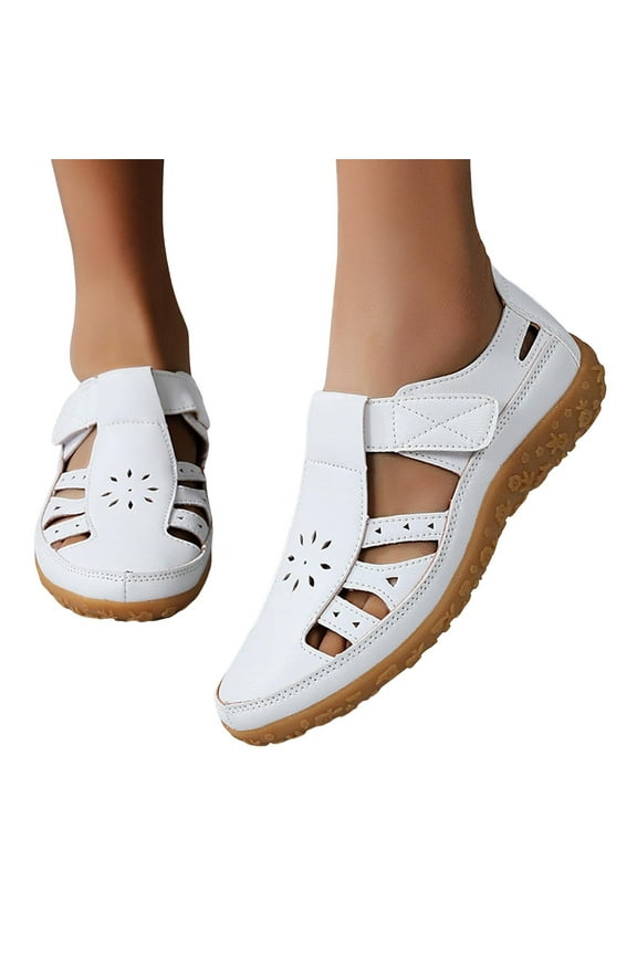 Mepaouo Women's Slip on Shoes Casual Walking Flats Arch Support Orthopedic Summer Loafers White 6