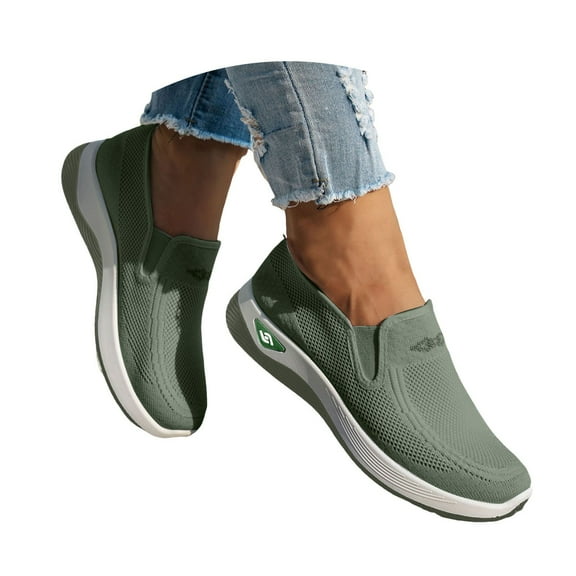 Mepaouo Women's Slip on Walking Shoes Comfortable Knit Mesh Running Sneakers Orthopedic Casual Flats