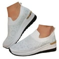 thumbnail image 1 of Mepaouo Women's Slip on Walking Shoes Rhinestone Glitter Low Wedges Heel Casual Work Loafer Shoes, 1 of 8