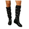 thumbnail image 1 of Mepaouo Women's Slouchy Knee High Boots Low Hidden Wedge Pull on Tall Long Boot for Winter Office Work, 1 of 8