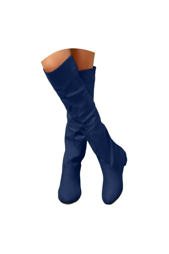 Women's Slouchy Knee High Boots Wide Calf Pull On Flat Boot Suede Fall Weather Winter Shoes
