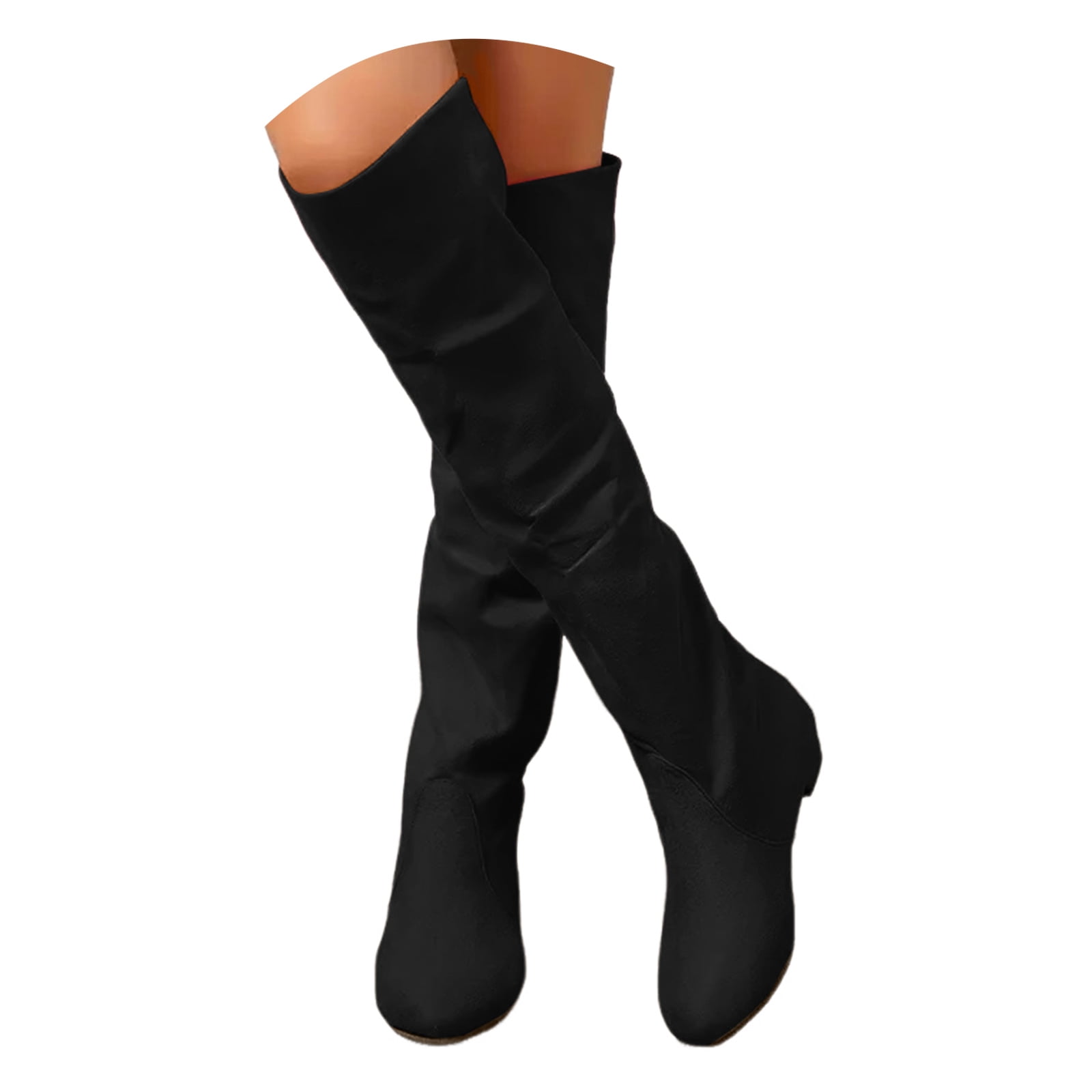 Flat Heel Black Thigh High Grey Suede Boots Womens Over The Knee