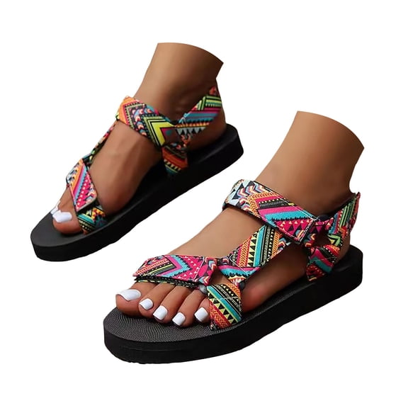 Mepaouo Women's Sport Sandals Adjustable Double Strap Flat Water Shoes Summer Beach Walking Sandals