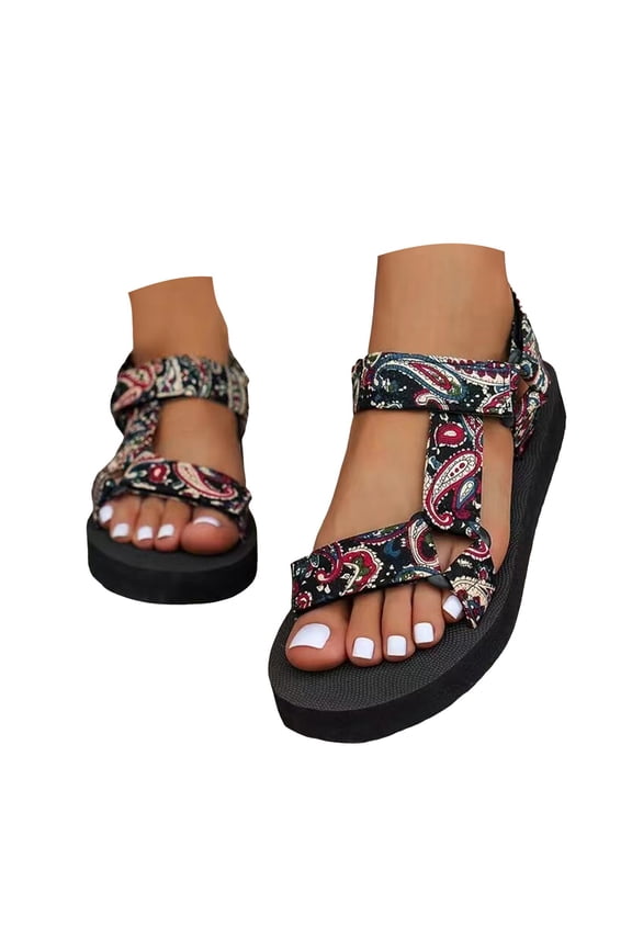 Mepaouo Women's Sport Sandals Adjustable Double Strap Flat Water Shoes Summer Beach Walking Sandals