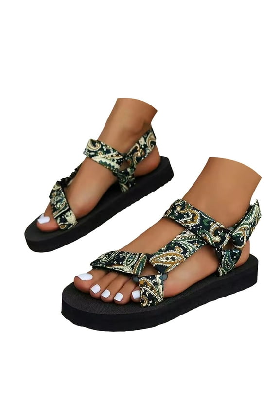 Mepaouo Women's Sport Sandals Adjustable Double Strap Flat Water Shoes Summer Beach Walking Sandals