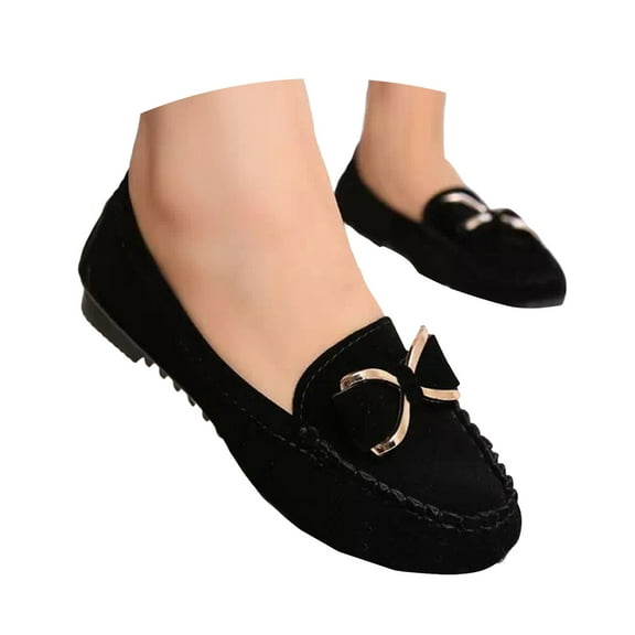 Mepaouo Women's Suede Leather Penny Loafers Comfortable Slip on Boat Driving Walking Moccasins Shoes