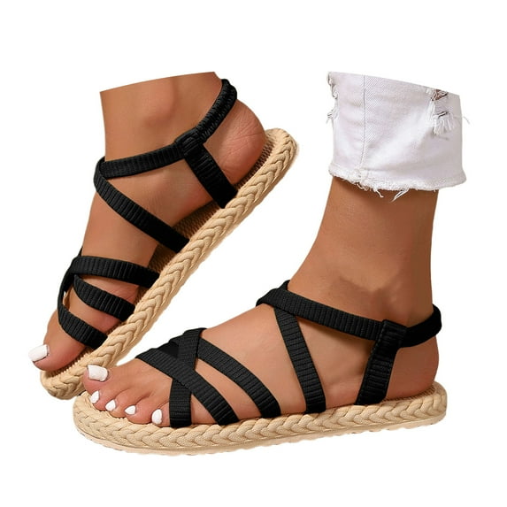 Mepaouo Women's Summer Strappy Flat Sandals Adjustable Open Toe Fisherman Slingback Gladiator Shoes