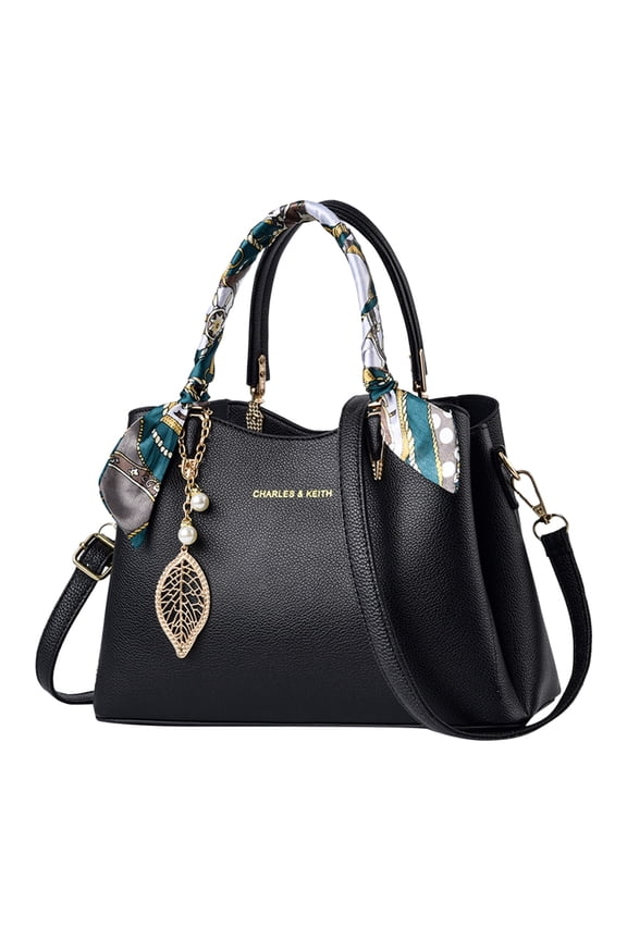 Women's Top Handle Handbags Vegan Leather Satchel Purses Fashion Chic Tote Bags for Women(Black)