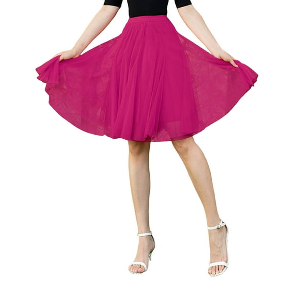 Mepaouo Women's Tulle Skirts Vintage Pleated Mesh Petticoat A-Line Crinoline Party Long Tutu Skirts