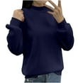thumbnail image 1 of Mepaouo Women's Turtleneck Shirts Ribbed Pullover Sweater Long Sleeve Tops Thermal Underwear(Navy,M), 1 of 5