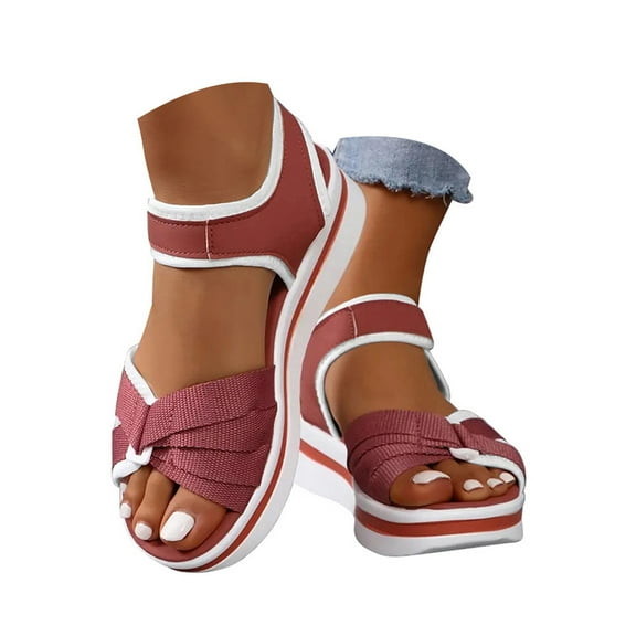 Mepaouo Women's Walking Sandals Lightweight Soft Footbed Low Wedge Comfort Indoor Outdoor Flat Shoes