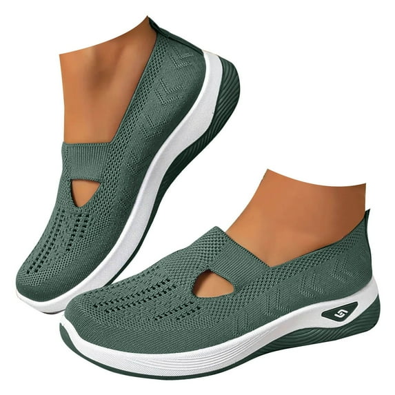 Mepaouo Women's Walking Shoes 2025 Wove Orthopedic Diabetic Sneakers Work Slip on Running Flats
