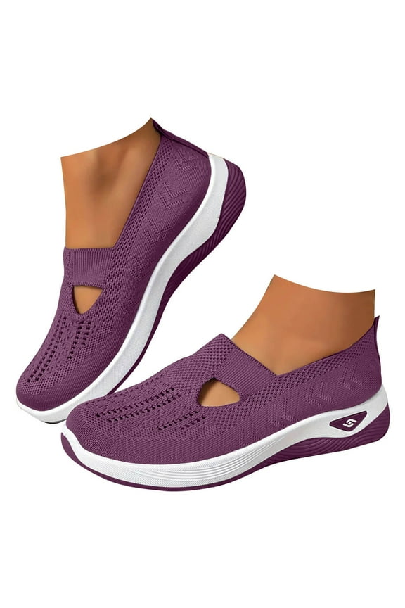 Women's Walking Shoes 2025 Wove Orthopedic Diabetic Sneakers Work Slip on Running Flats