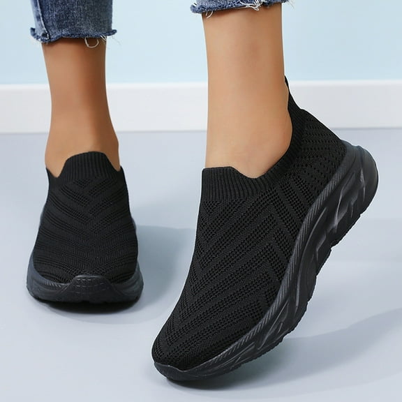 Mepaouo Women's Walking Shoes Lightweight Comfort Workout Casual Non Slip Fashion Sneakers Black Size 7