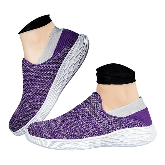Mepaouo Women's Walking Sock Shoes Lightweight Knit Slip on Sneakers Work Casual Tennis Running Mules