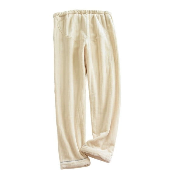 Mepaouo Women's Warm Plush Pajama Pants Soft Fluffy Pajama Sleep Pants Bottoms Sleepwear(Beige,M)