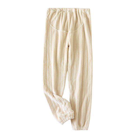 Mepaouo Women's Warm Plush Pajama Pants Soft Fluffy Pajama Sleep Pants Bottoms Sleepwear(Yellow,L)