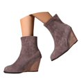 thumbnail image 1 of Mepaouo Women's Wedge Boots Suede Embroidery Sock Slip on Ankle Dress Booties with Low Wedges, 1 of 8