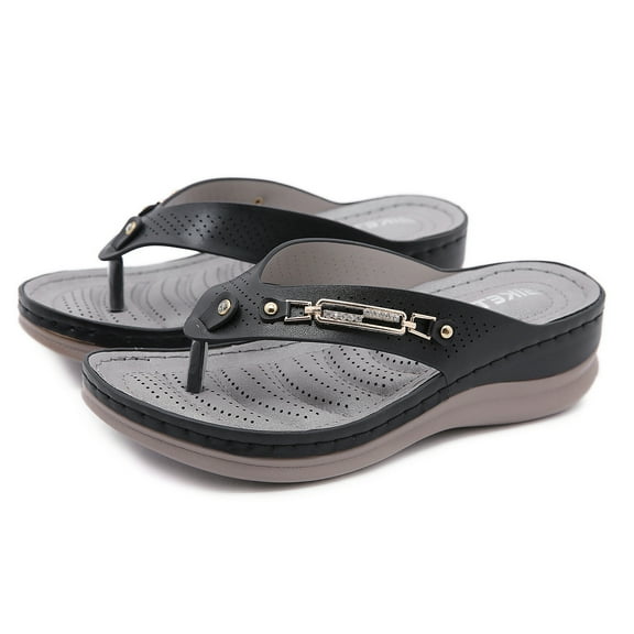 Mepaouo Women's Wedge Flip Flop Arch Support Orthopedic Sandals Outdoor Beach Slippers Shoes Size 9