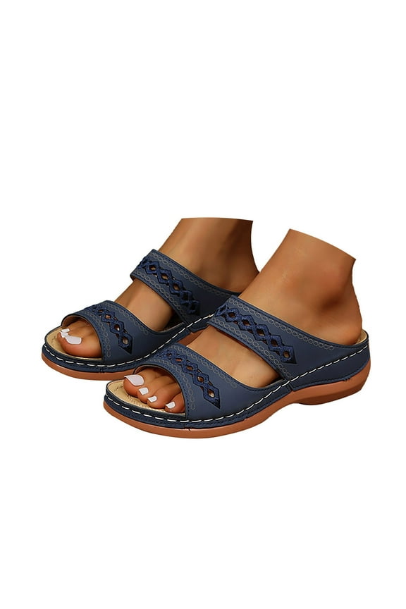 Women's Wedge Sandals Orthopedic Wide Width 2025 Casual Flats Summer Dressy Outdoor Slide Shoes