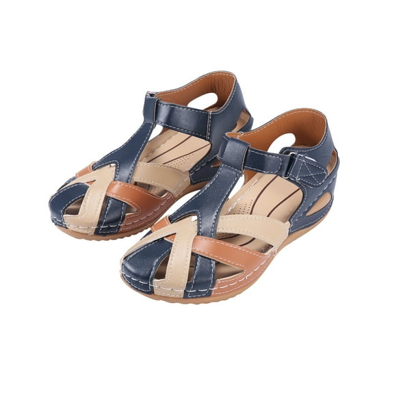 Mepaouo Women's Wedge Sandals Summer Closed Toe Platform Dressy Casual Shoes for Ladies Size 8