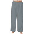 thumbnail image 1 of Mepaouo Women's Wide Leg Striped Pants Casual Drawstring Elastic Low Rise Pajama Pants(Grey,L), 1 of 7