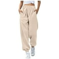 thumbnail image 1 of Mepaouo Women's Winter Casual Baggy Sweatpants High Waisted Joggers Pants with Pockets(Khaki,2XL), 1 of 4