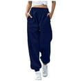 thumbnail image 1 of Mepaouo Women's Winter Casual Baggy Sweatpants High Waisted Joggers Pants with Pockets(Navy,XL), 1 of 4