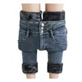 thumbnail image 1 of Mepaouo Women's Winter Jeans Fleece Lined Thermal Thick Slim Stretch Warm Denim Pants Trousers, 1 of 7