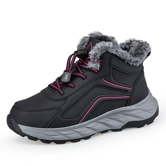 Mepaouo Women's Winter Snow Boots Outdoor Hiking Boots Warm Waterproof Walking Ankle Booties(Pink,9.5)