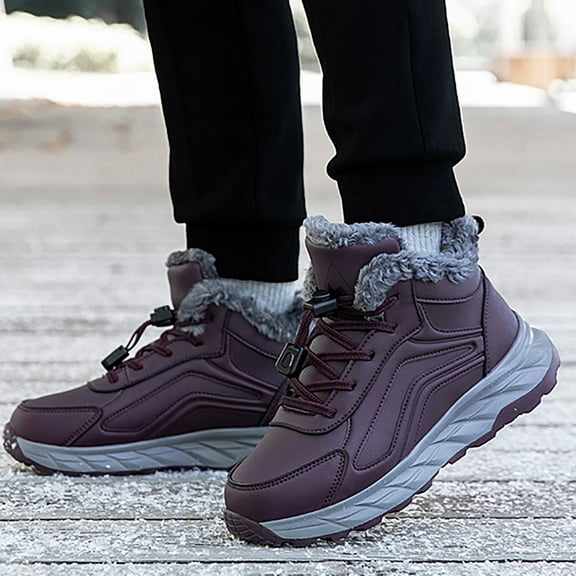 Mepaouo Women's Winter Snow Boots Outdoor Hiking Boots Warm Waterproof Walking Ankle Booties(Purple,8)