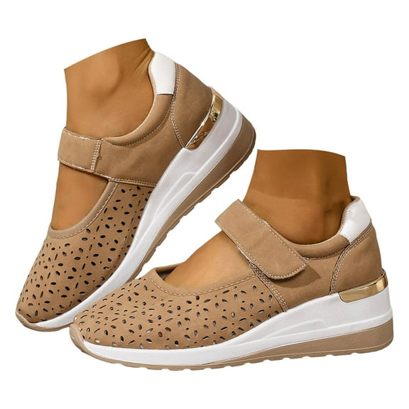 Mepaouo Women's Working Nurse Shoes Plaform Wedge Slip on Loafers Casual Walking Orthotic Sneakers