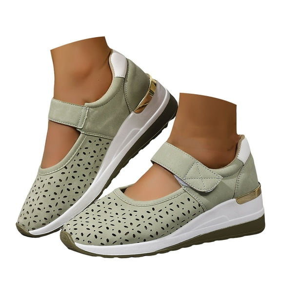 Mepaouo Women's Working Nurse Shoes Plaform Wedge Slip on Loafers Casual Walking Orthotic Sneakers