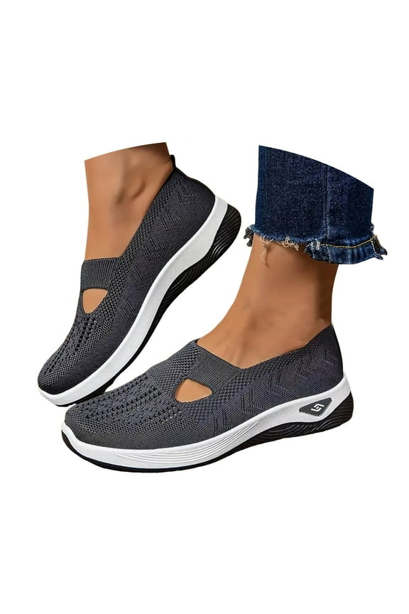 Women's Woven Orthopedic Shoes Orthotic Walking Slip on Loafers Casual Running Flat Sneakers