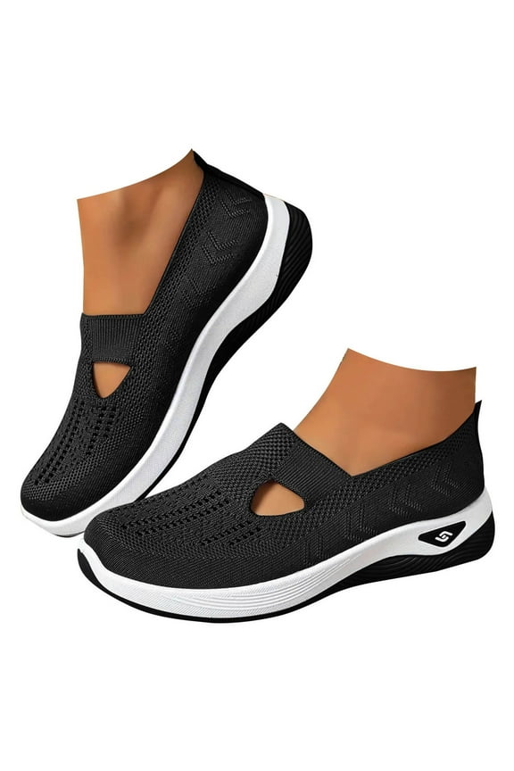 Women's Woven Orthopedic Soft Shoes Arch Support Walking Flying Sneakers Diabetic Walking Flats
