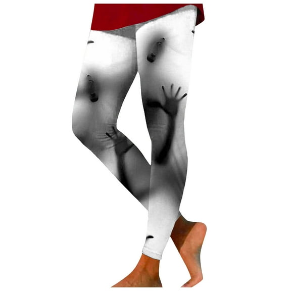 Mepaouo Women's Yoga Pants Tummy Control Workout Running Christmas Holiday Tight Leggings(White,XL)