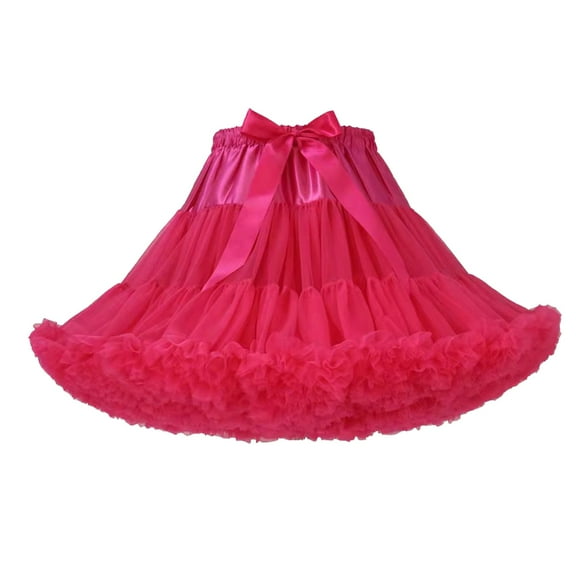 Mepaouo Womens 3-Layered Petticoat Pleated Tulle Puffy Tutu Wedding Party Skirt with Bow
