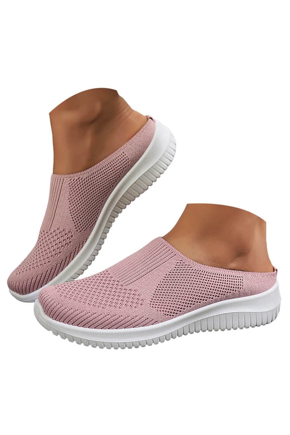 Womens Backless Sneakers Casual Slip on Mule Shoes Arch Support Walking Mesh Slide Sandals