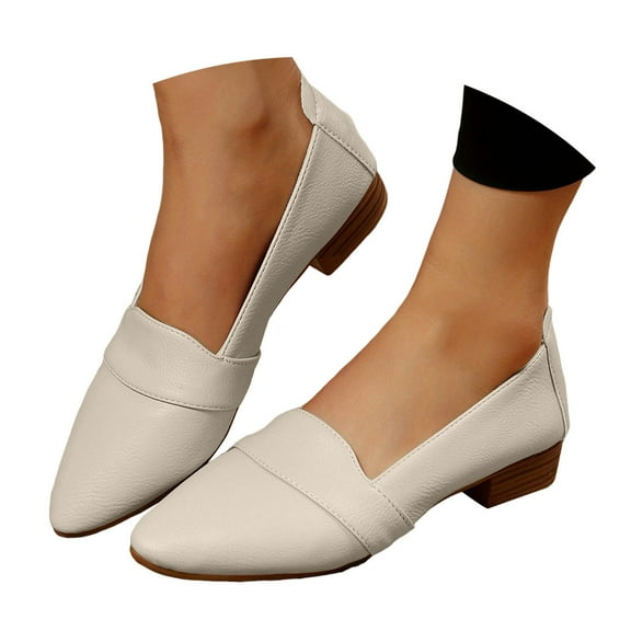 Mepaouo Womens Ballet Flats Pointed Toe Casual Dress Slip on Loafers Wedding Party Low Heel Shoes Beige 6.5