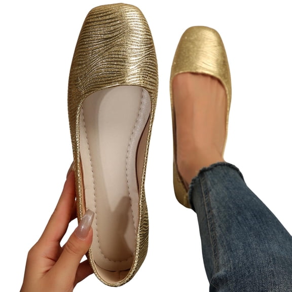 Mepaouo Womens Ballet Mary Jane Flats Shoes Square Toe Slip On Flats Soft Leather Work Flats