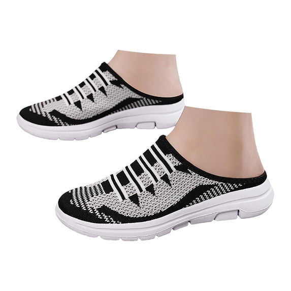 Mepaouo Womens Breathable Mesh Walking Mules Sneakers Open Back Slip on Shoes Summer Clog Slippers