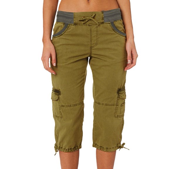 Mepaouo Womens Capris with Pockets Loose Fit Casual Baggy Cargo Pants Streetwear Shorts Sizes S-3XL
