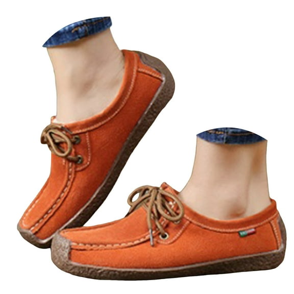 Mepaouo Womens Casual Loafers Lace up Suede Moccasin Non Slip Walking Shoes Business Office Work Flats