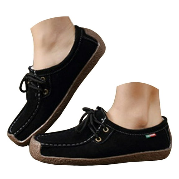 Mepaouo Womens Casual Loafers Lace up Suede Moccasin Non Slip Walking Shoes Business Office Work Flats
