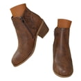 thumbnail image 1 of Mepaouo Womens Chelsea Boots Chunky Heel Platform Ankle Booties Leather Slip on Work Walking Shoes, 1 of 9