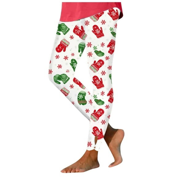 Mepaouo Womens Christmas Leggings Xmas High Waist Tight Winter Warm Sexy Skinny Yoga Pants(Red,2XL)