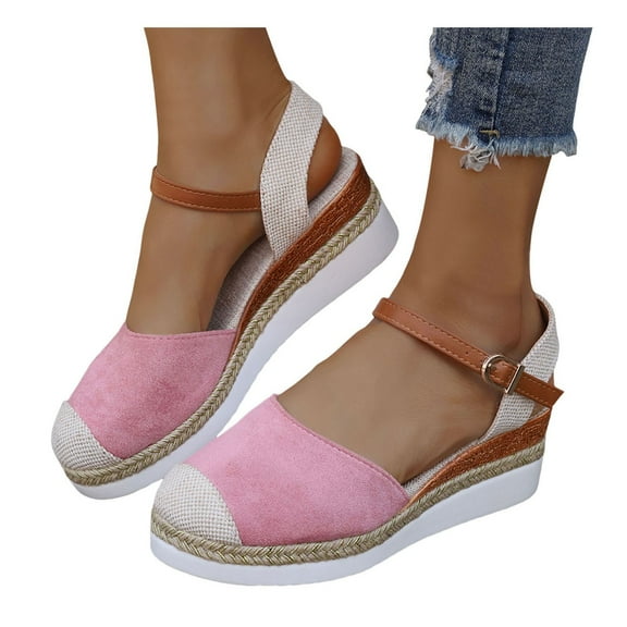 Dakaela Womens Closed Toe Platform Wedge Sandals 2025 Espadrilles Ankle Strap Dressy Summer Walking Shoes