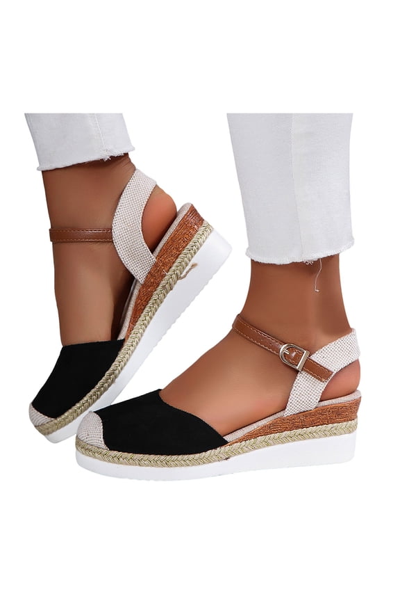 Womens Closed Toe Platform Wedge Sandals 2025 Espadrilles Ankle Strap Dressy Summer Walking Shoes