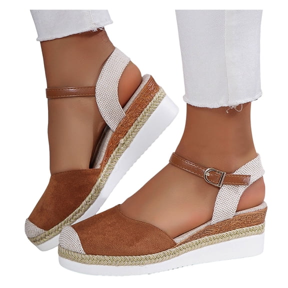 Dakaela Womens Closed Toe Platform Wedge Sandals 2025 Espadrilles Ankle Strap Dressy Summer Walking Shoes